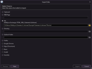 WebLynx import select source